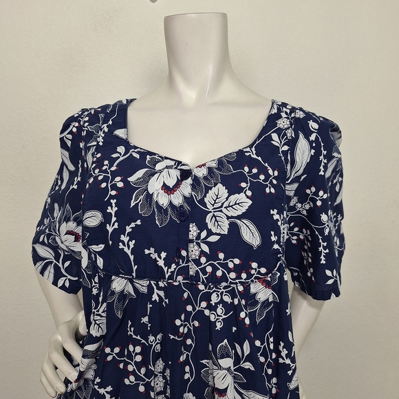 Only Necessities Evening Blue Vines Mixed Print Short Lounger Dress Size 18/20 - Picture 3 of 14